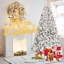 Arbre de Noël enneigé 8 pi avec 700 lumières UL et 54 pommes de pin naturelles, structure articulée, support en métal stable, installation facile-1840849931