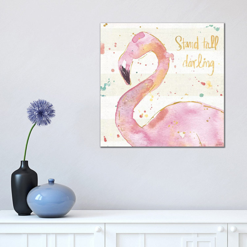 Flamingo Fever III by Anne Tavoletti - Wrapped Canvas Painting, 45.72 cm H x 45.72 cm W x 1.91 cm D