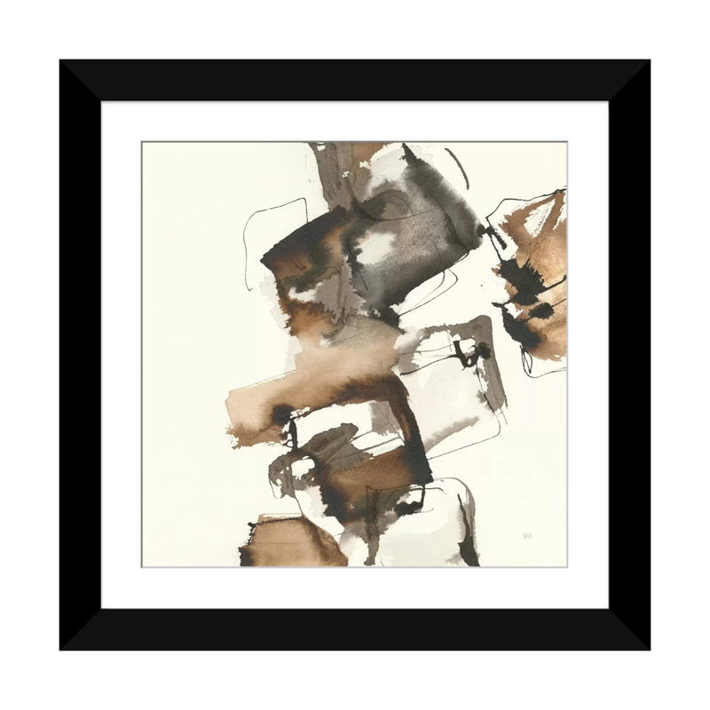 «Stacked I», impression sur toile, H 16 po x l 16 po x P 1 po, Papier avec cadre noir, Blanc