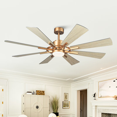 Trosclair 60'' 8- Blade Reversible DC Ceiling Fan with LED Lights and Remote Control