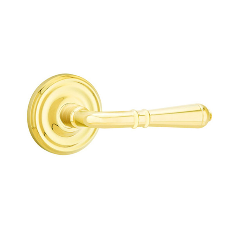 Faux levier de porte double avec rosette Turino, Gauche, Laiton brillant