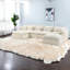 Grand canapé modulable, tissu en coton, 4 places avec 2 poufs, salon moderne