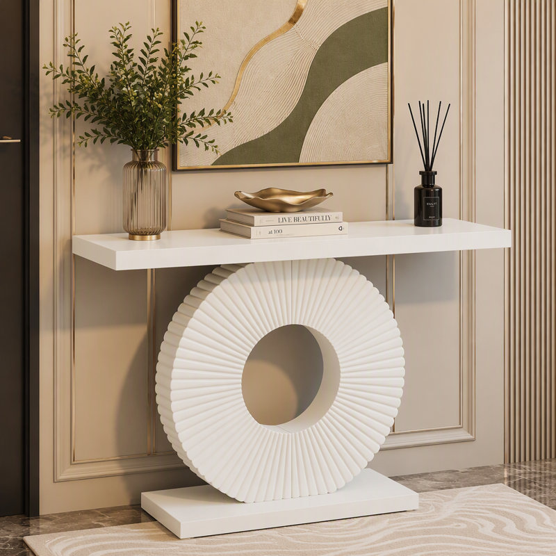 Canapé moderne en bois avec base géométrique, Blanc