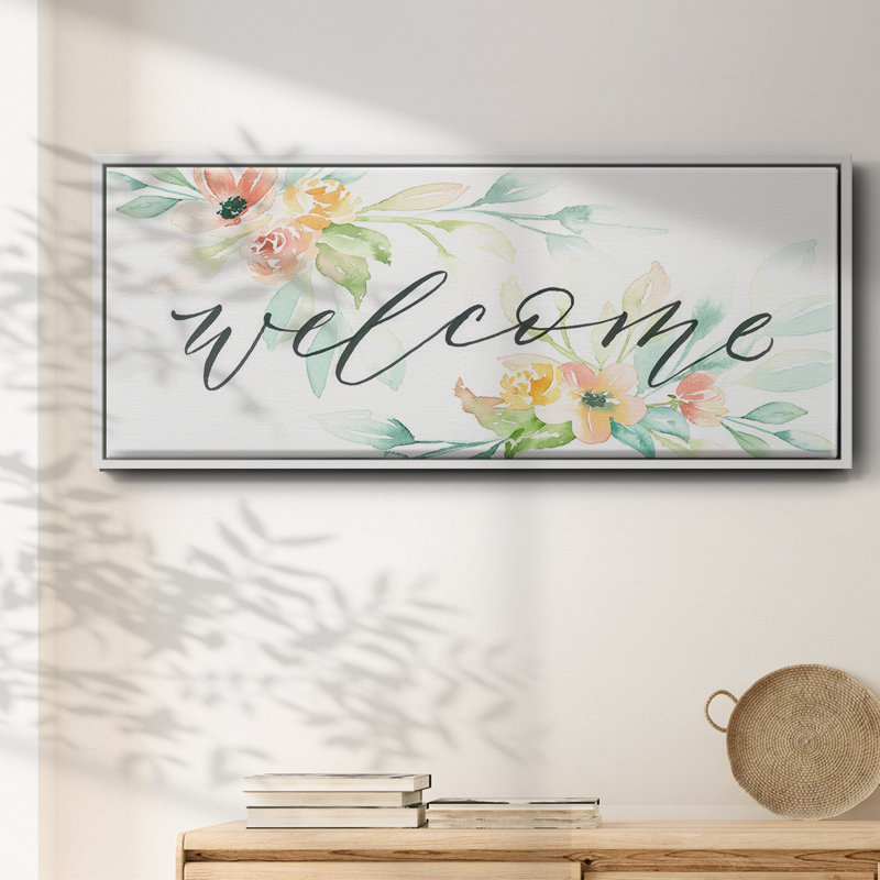 Welcome- Framed Canvas, 12" H x 30" W