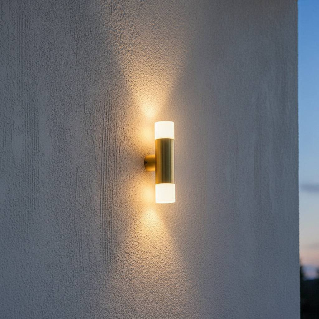UltraBeam Brass 6 Watt Up and Down Exterior LED Wall Light - IP65 Rated - 600 Lumens