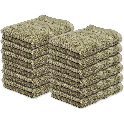Kaufman - Premium Washcloth (13x13 Inches) 100% Cotton Ring Spun, Highly Absorbent, Durable