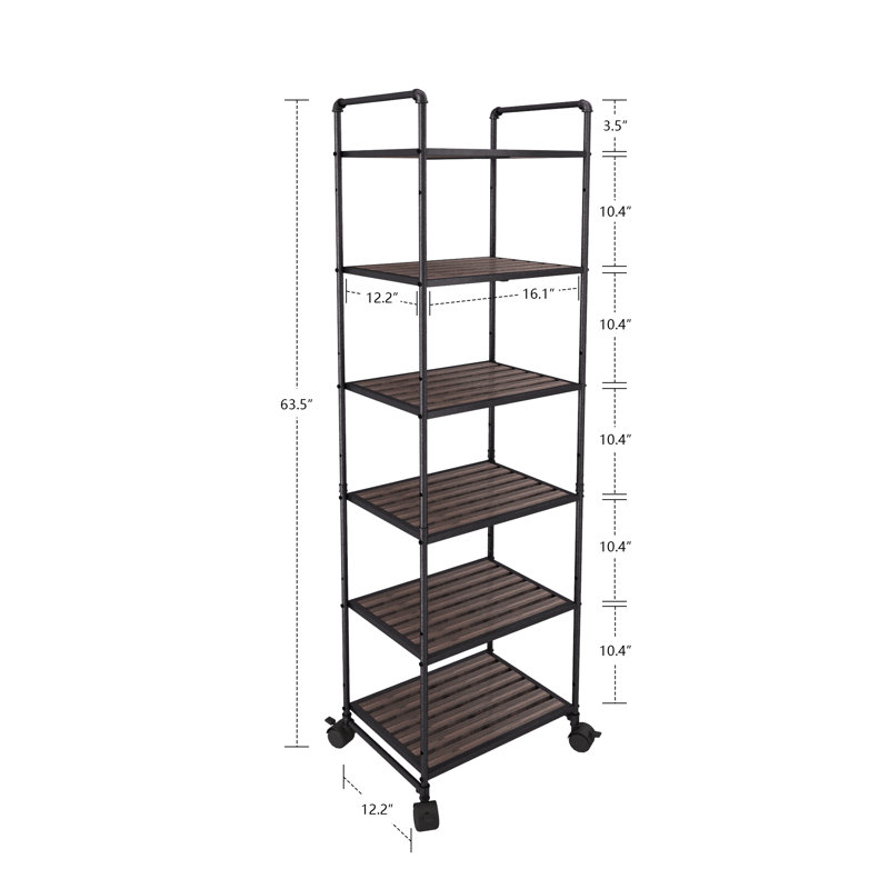 Isleton 16.1'' W Metal Storage Rack with Wheels