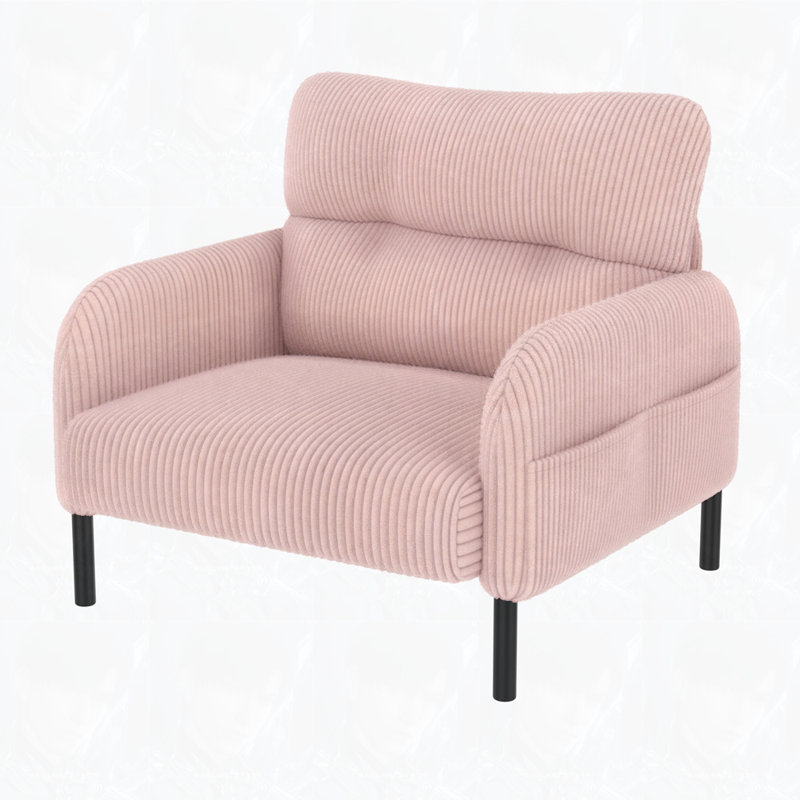 Corduroy Fabric Accent Armchair, Pink