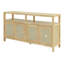 Buffet en rotin naturel Trexm avec tablettes réglables et portes à pousser, armoire de rangement moderne Boho-752713584