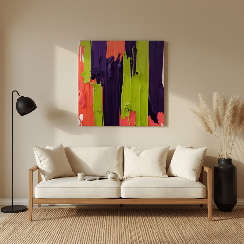 Abstrait couleur champ 45, art mural en métal mauve, H 12 po x l 12 po