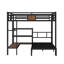 Grand lit superposé simple avec espace de rangement, lit inférieur avec cintres et tablettes, noir