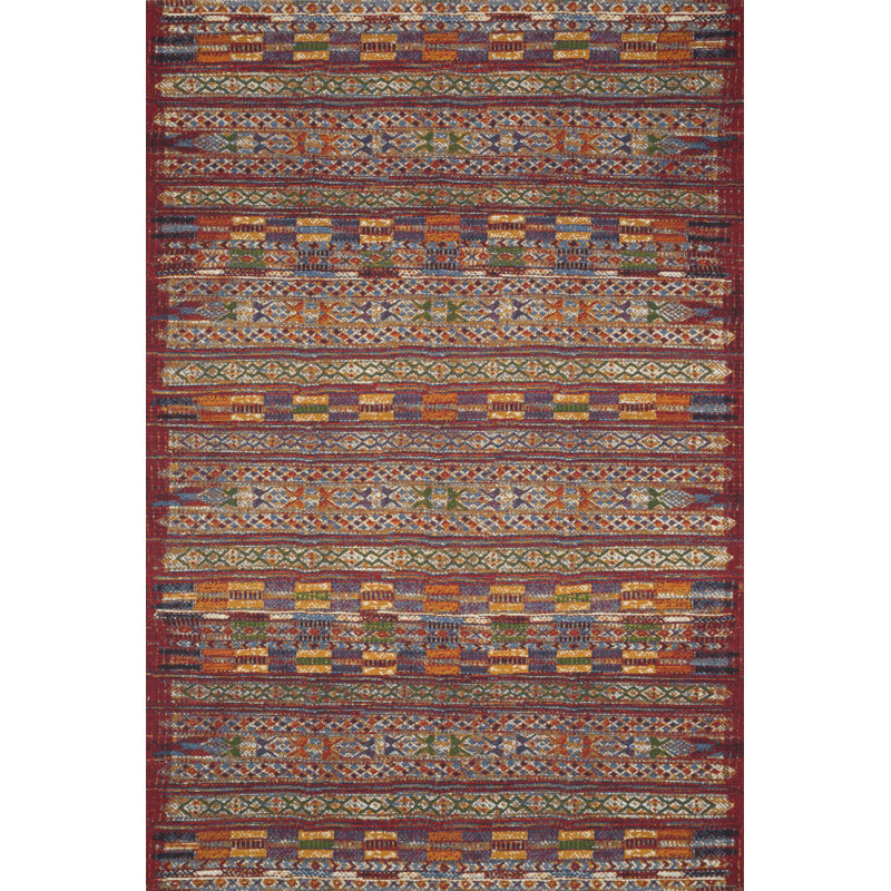 Tapis géométrique abstrait intérieur / extérieur tissé à la machine, Rectangle 2 pi 5 po x 4 pi