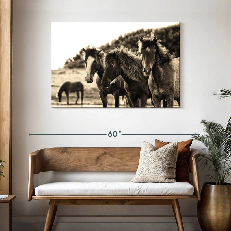 Horses Three Sepia, 30" H x 45" W