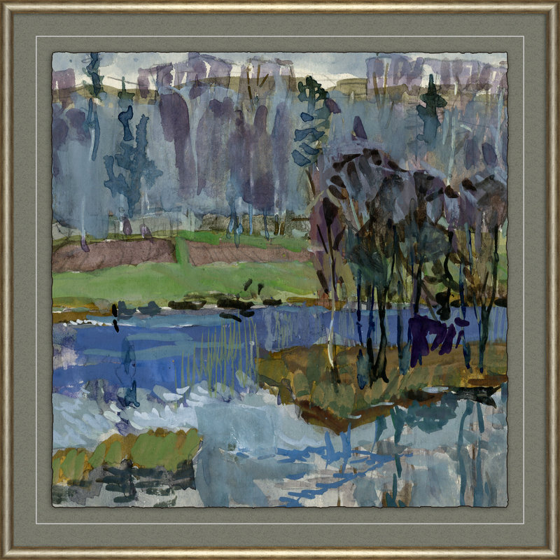 «Paysage russe 3» - Peinture encadrée sur papier