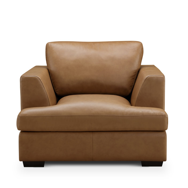 Fauteuil en cuir Lisa, Brun clair