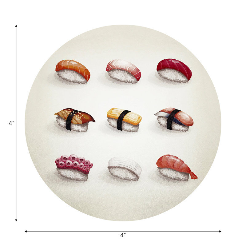 Sous-verres ronds en cuir végétalien sushi