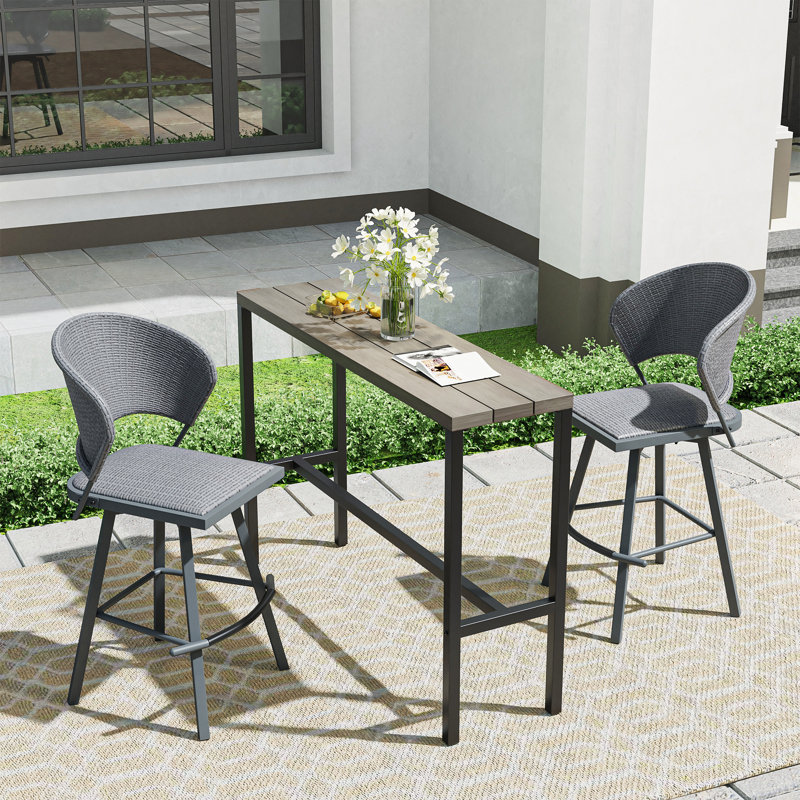 Ensemble de table de bar et tabouret de bar 3 pièces, Gris / gris clair