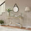 Console moderne en verre et métal avec rangement pour hall d'entrée-1345074074