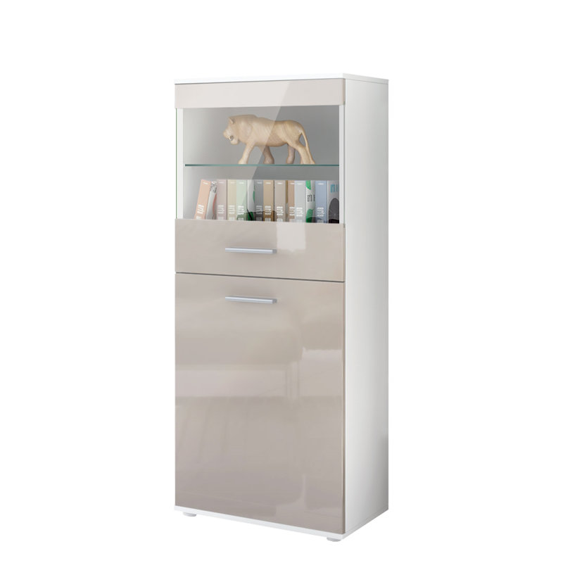 Kinser Curio Cabinet, Sand Grey, Without