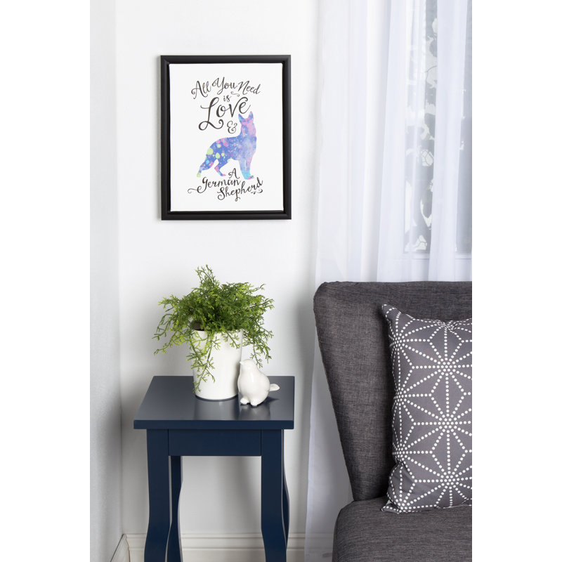 All You Need is Love German Shepherd Canvas Print with Black Frame