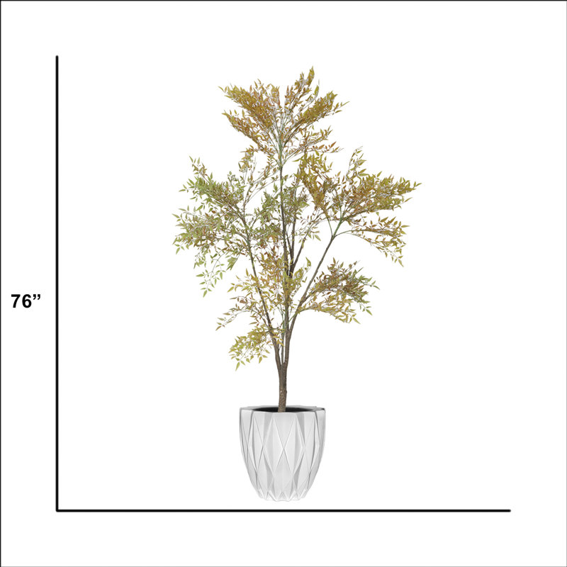76 " H Faux Bamboo Tree in Resin Planter