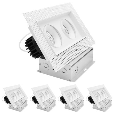 Luminaire encastré DEL rectangulaire à 2 têtes LUXRITE, pivotant à 360 ° + 15 °, 5CCT, 30W, 2000LM, faisceau 60 °, double intensité variable, IC et Wet 4