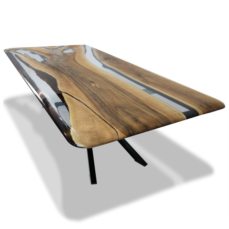 Walnut Metal Base Dining Table, H75 x L275 x W122cm