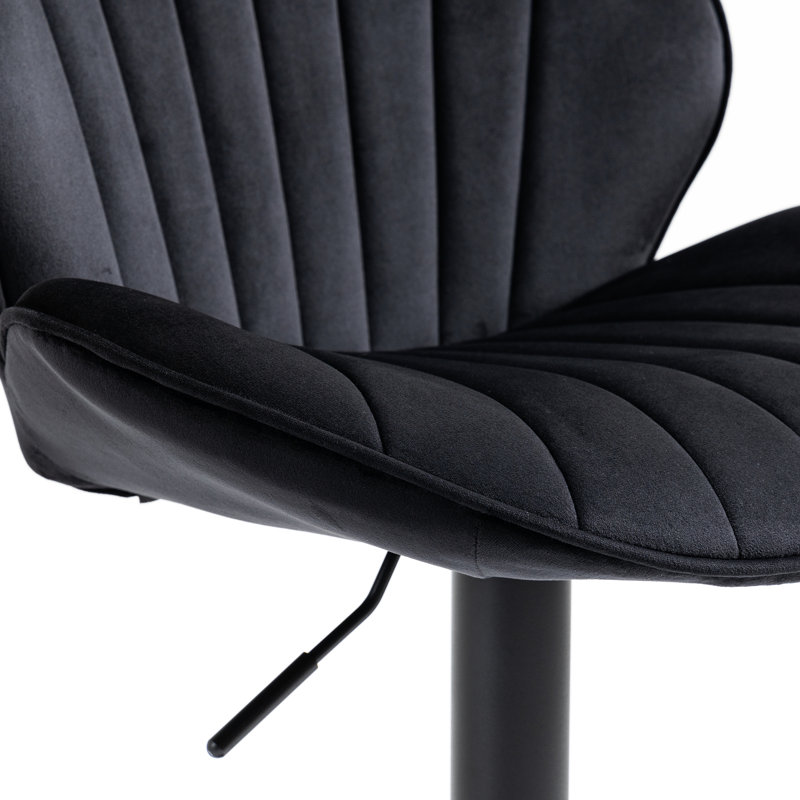 De 2 chaises de bar réglables avec dossier et repose-pieds, hauteur de comptoir noire pour coin cuisine de pub, noir, siège