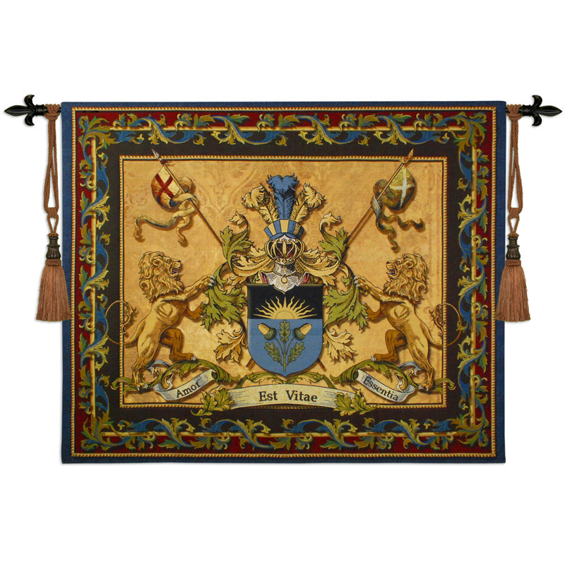 Regal Heraldic Crest Cotton Tapestry Wall Hanging 64x53