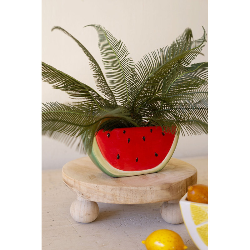  Pot à fleurs en céramique en forme de melon d'eau - H 4 po
