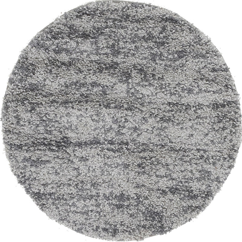 Tapis gris à rayures Mitzy, Rond 3 pi 3 po