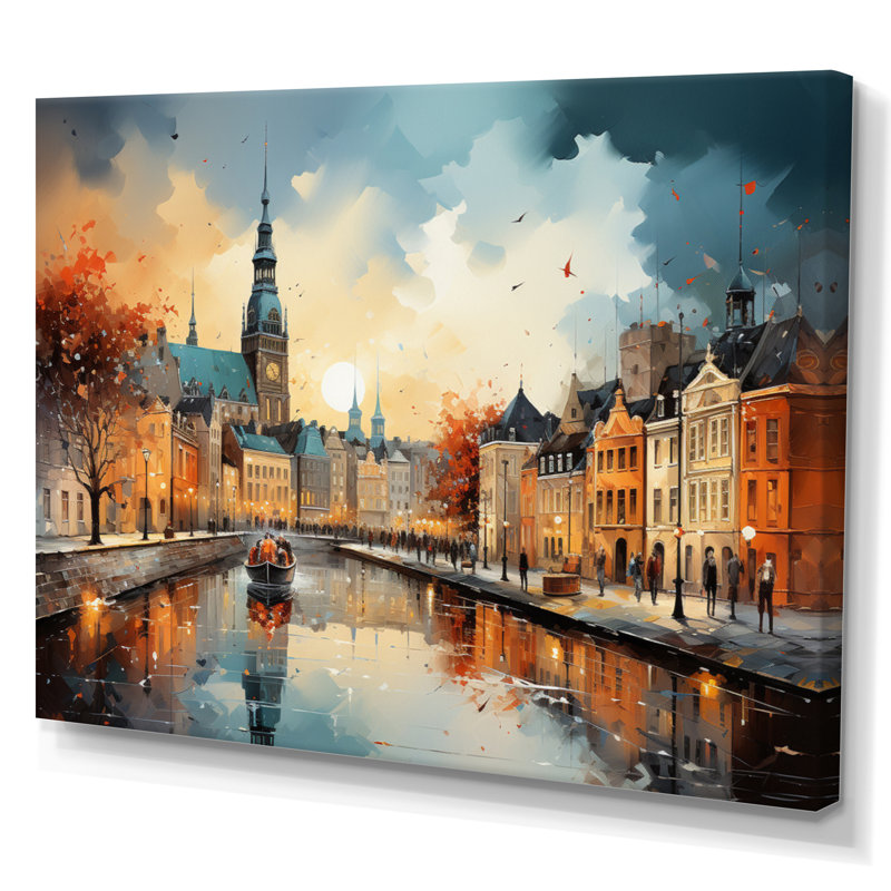 Danemark, paysage urbain symphonie II sur toile, H 24 po x l 32 po x P 1 po, Toile tendue