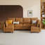  Canapé modulaire modulaire avec rangement, canapé modulaire rembourré et confortable pour le salon, la chambre à coucher, canapé en L 6 places en similicuir brun-1533668170