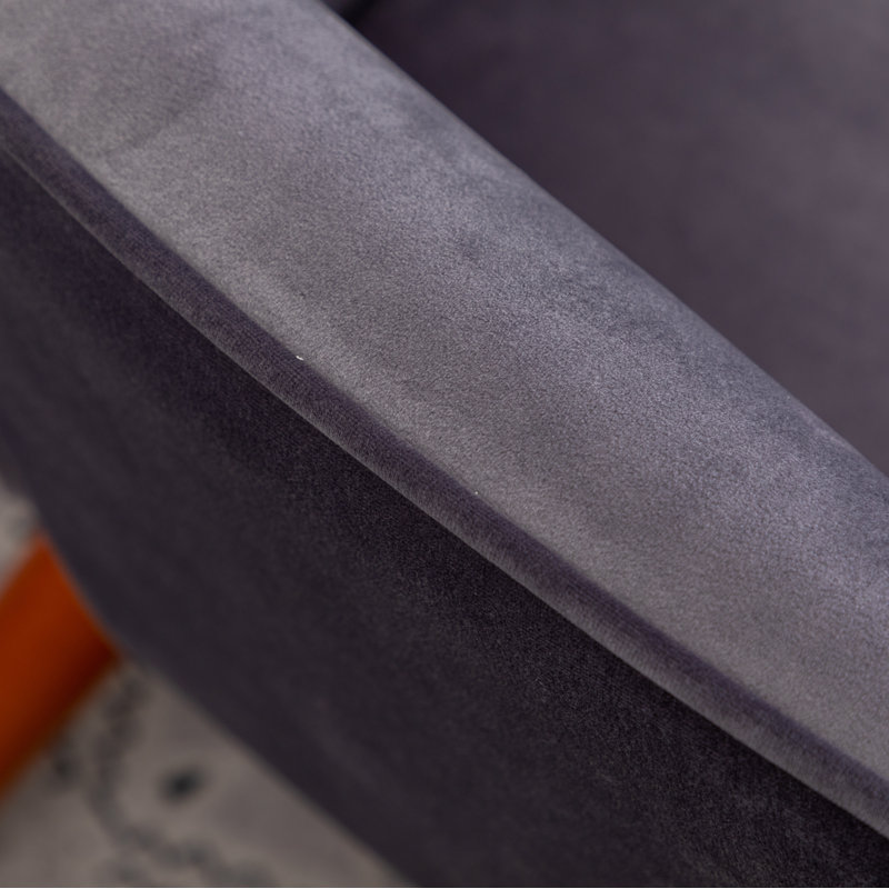 Battistina Velvet Armchair with Ottoman, Gray