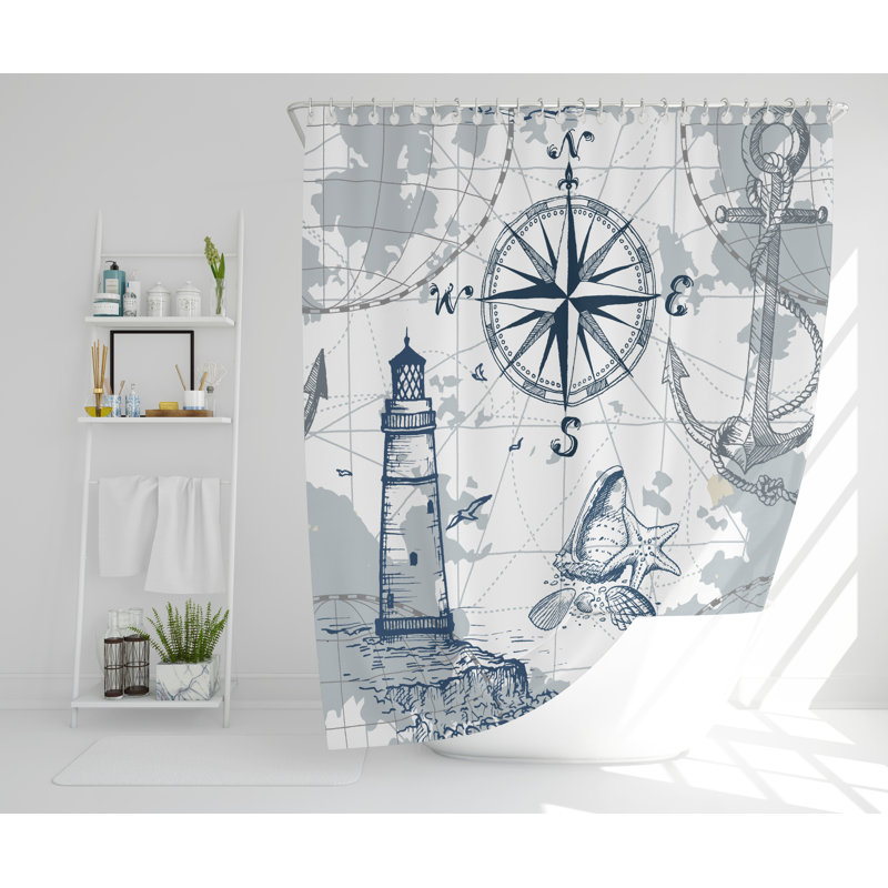 Annalise Polyester Shower Curtain Set, 168cm H x 168cm W