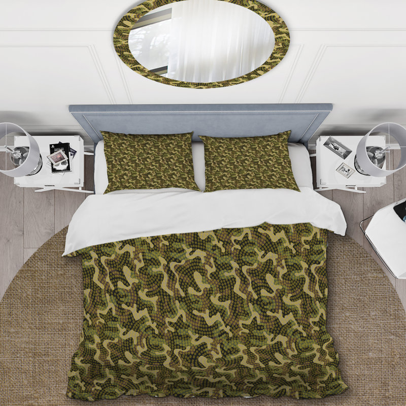 Camouflage vert tendance - ensemble de housse de couette abstrait - microfibre de polyester