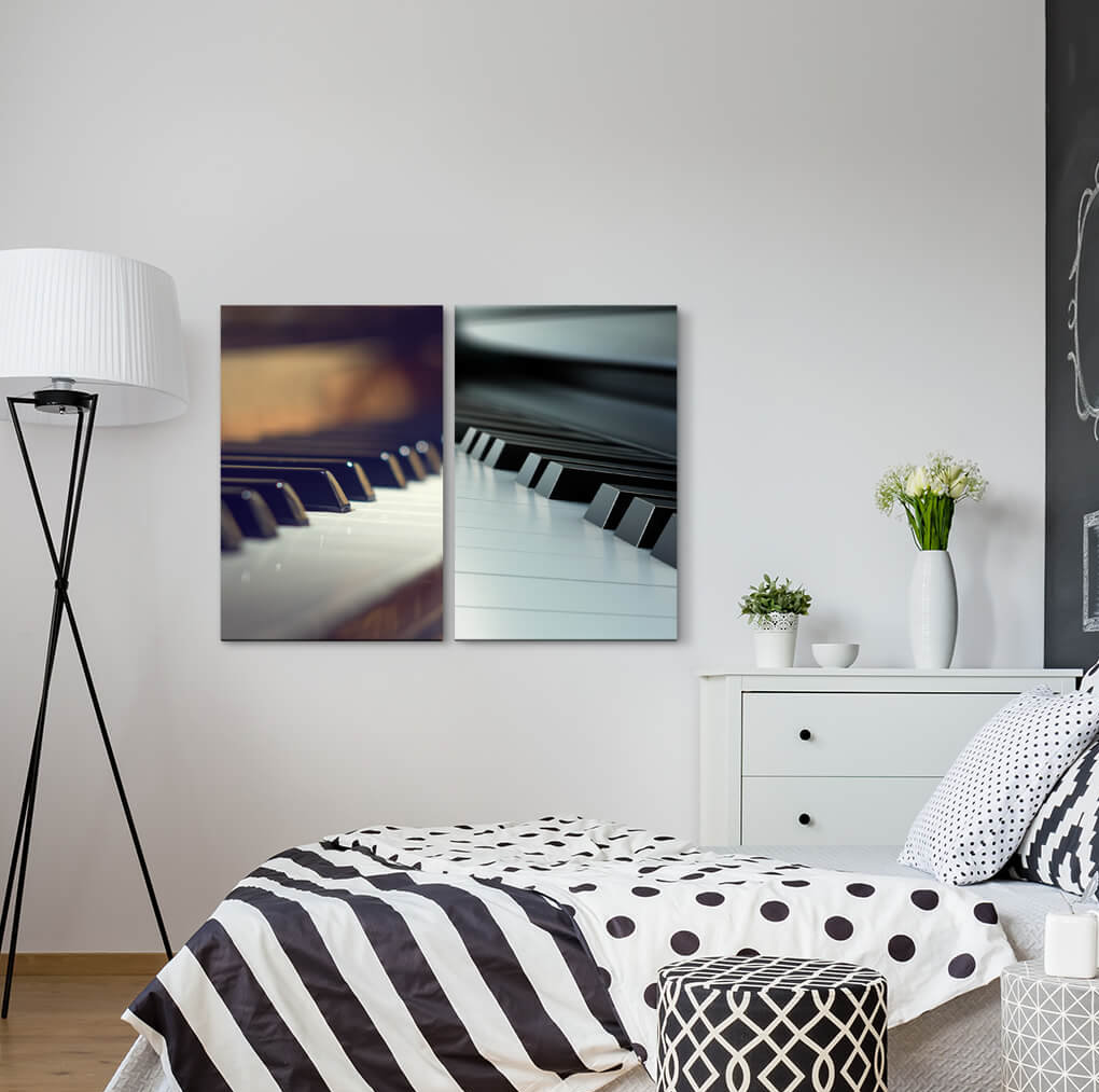 2-tlg. Leinwandbilder-Set - Fotografie „Piano Keys Music Classical Jazz”