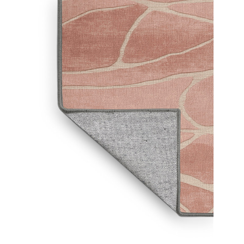 Machine Washable Abstract Brown Area Rug, Rectangle 7' x 9'