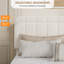 Structure de lit très grand avec tiroirs de rangement - Structure de lit tapissier en velours avec tête de lit réglable, support de lattes en bois, aucun sommier requis, assemblage facile, beige-129445076-132274258