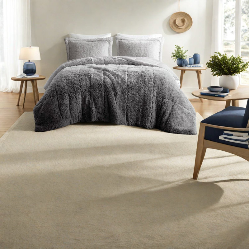 Ensembles de literie chauds et hypoallergéniques, fausse fourrure de polyester, motif gris ombré pour les chambres confortables