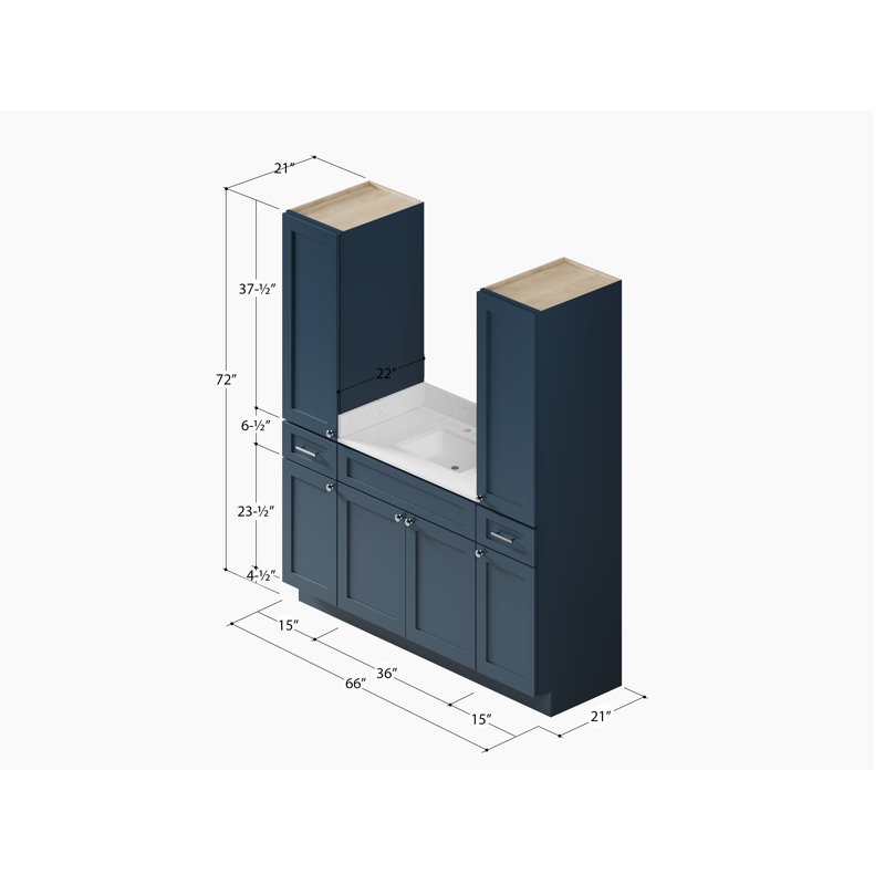 Ensemble de meuble-lavabo simple 66 po Disar, Bleu