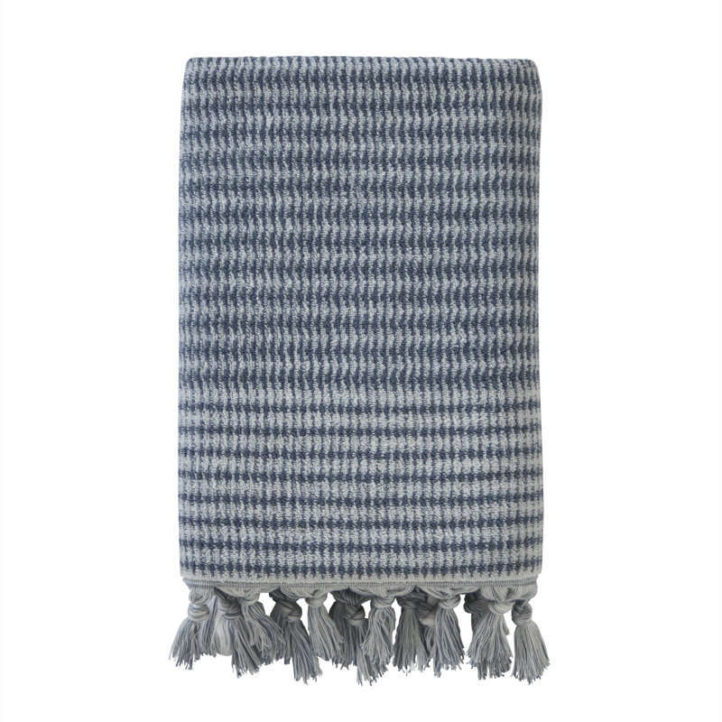 Breakwater Bay Longborough Bath Towel,Tan, Denim Blue