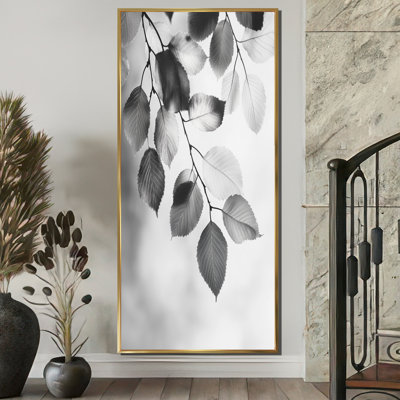 Black White Leaves Gentle Breeze II - Leaves Wall Art
