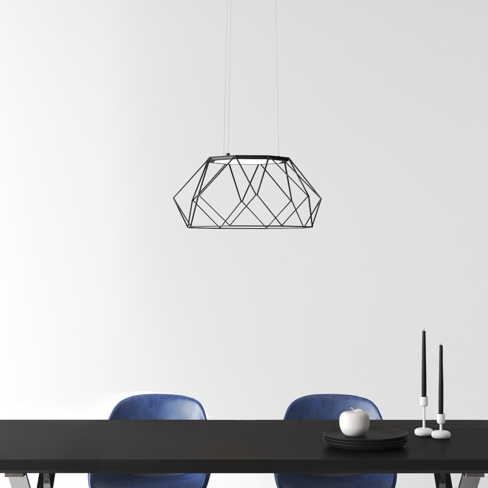 Roibin Single - Light Metal Dimmable LED Geometric Chandelier, 103.8" H x 27.1" W x 27.1" D