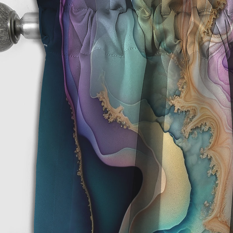 «Blue» Abstract Geode II - rideau abstrait occultant en marbre abstrait - 1 panneau, L 52 po x L 63 po