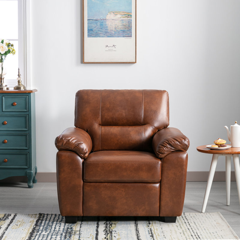 Fauteuil club en cuir Gottfried, Similicuir brun