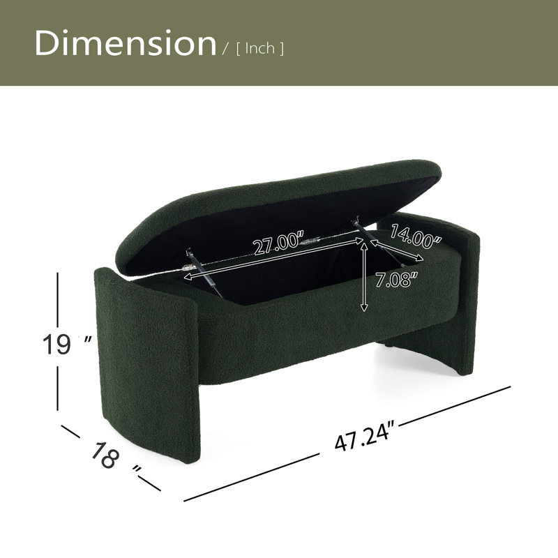 Élégant banc de rangement avec repose-pieds de conception simple et grand, Vert, Vert