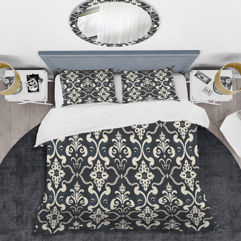 Ensemble de housse de couette transitionnelle gris foncé Glamour Luxe I, Housse de couette très grand et 2 très grandes t
