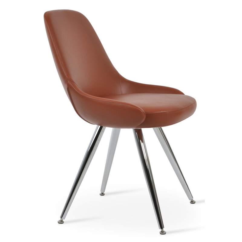 Gazel Star Dining Chair, Cognac Fabric, Chrome