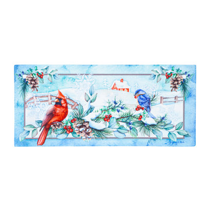Tapis anti-dérapant pour l'extérieur Emoney Snow Country Birds Sassafras 22 po x 10 po